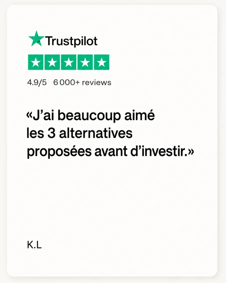 Avis de K.L : « J’ai beaucoup aimé les 3 alternatives proposées avant d’investir. »